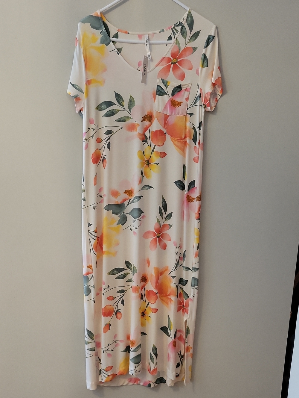Soma Super Soft Floral Scoop Neck Short Sleeve Maxi Dress
